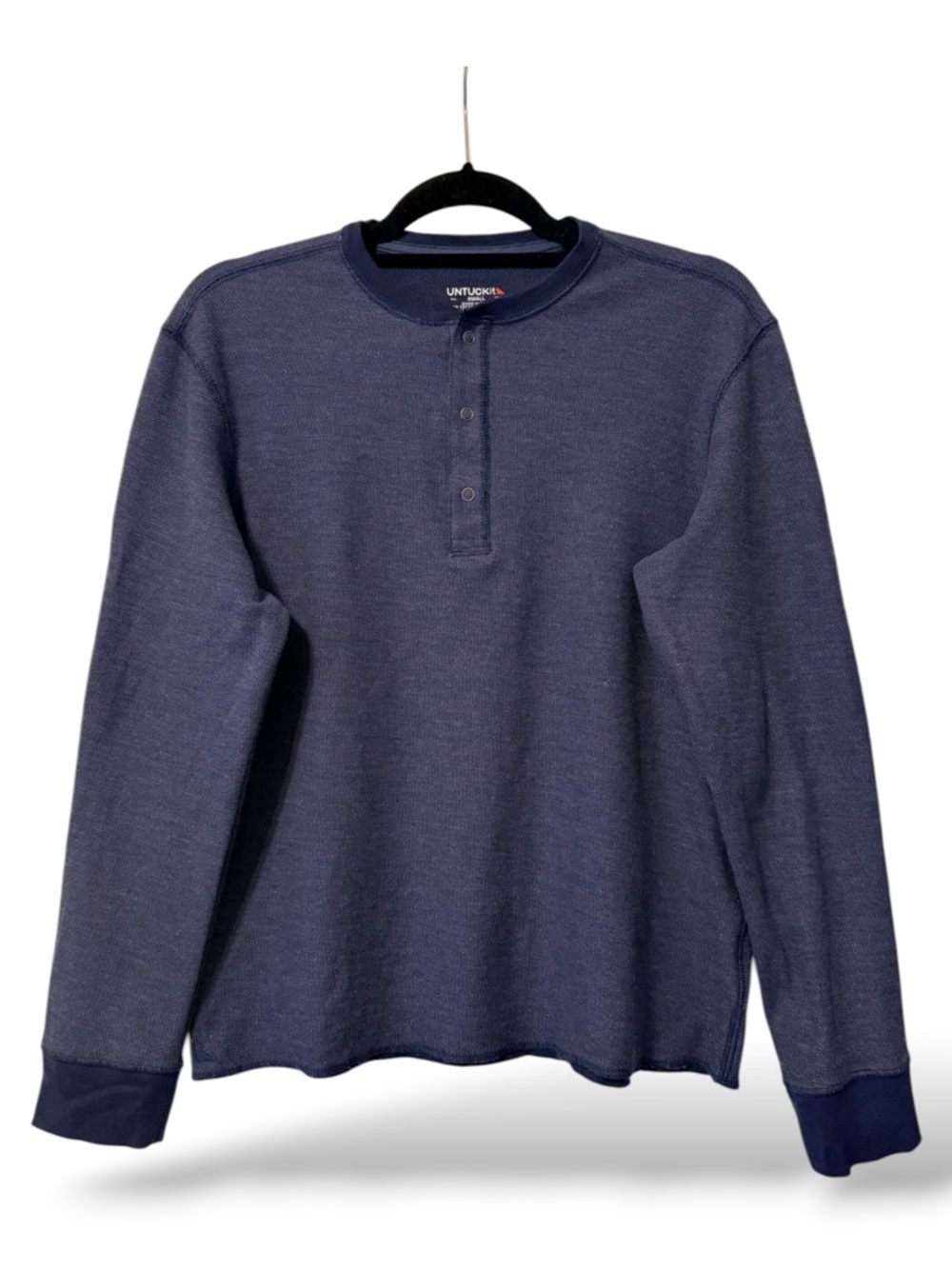Untuckit Schrock Navy Thermal Henley Long Sleeve Men’s Small Shirt